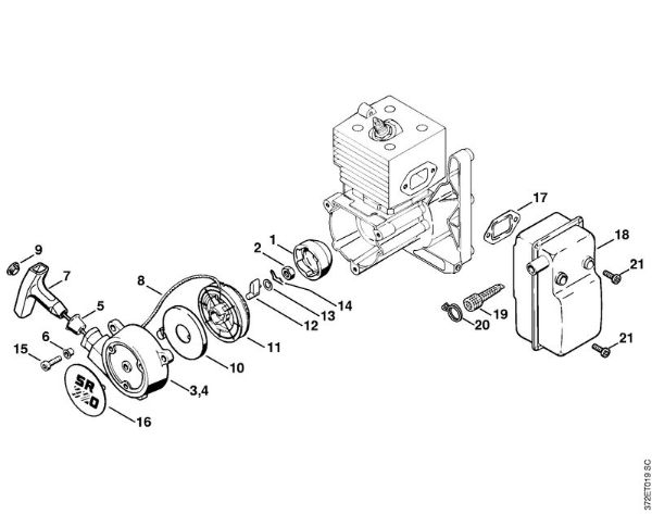 Atomizadores (SR) SR 340 Mecanismo de arranque, Silenciador de la marca Stihl