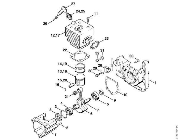 Atomizadores (SR) SR 420 Cárter del cigüeóal, Cilindro de la marca Stihl