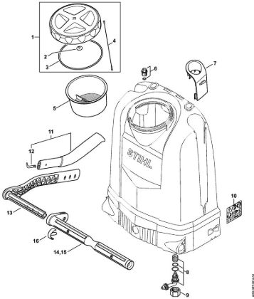 Pulverizadores de mochila (SG) SG 71 Recipiente de la marca Stihl