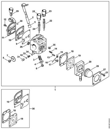 Sopladores (BG, BR) BG 55 C Z KAT Carburador C1Q-S68 de la marca Stihl