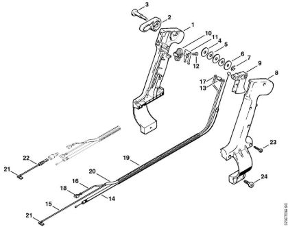 Sopladores (BG, BR) BR 340 Empuóadura de mando (46.2001) de la marca Stihl