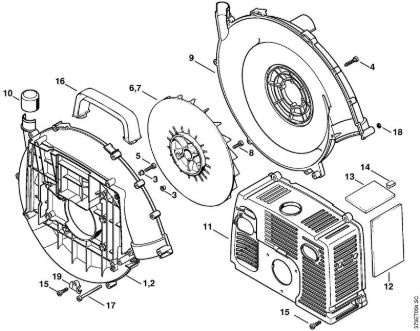 Sopladores (BG, BR) BR 420 Carcasa del ventilador de la marca Stihl