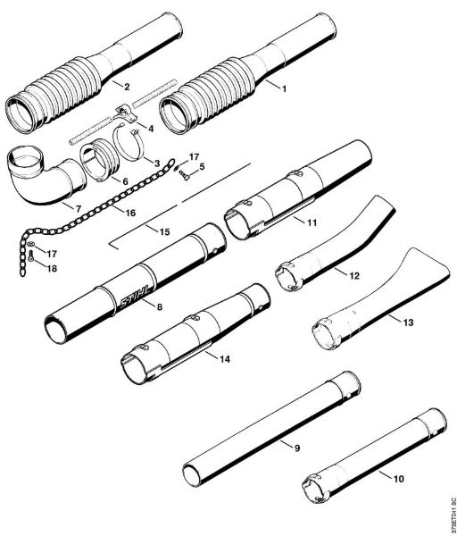 Sopladores (BG, BR) BR 420 Tubo flexible tipo acordeón, Tubo de soplar de la marca Stihl