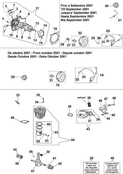 Starter assy and engine 999 F Chainsaw