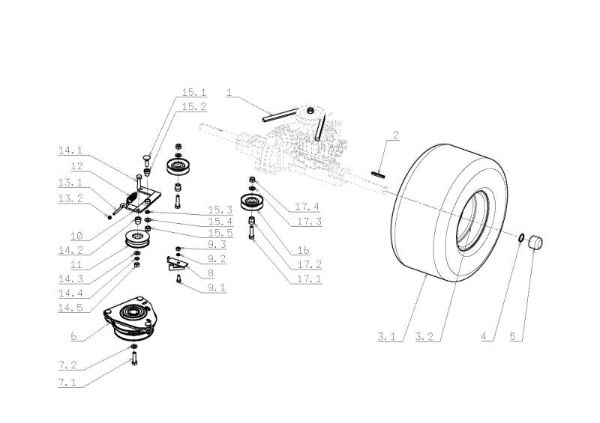 Rear axle OM 105J/17,5H Cat.2009 Garden tractor